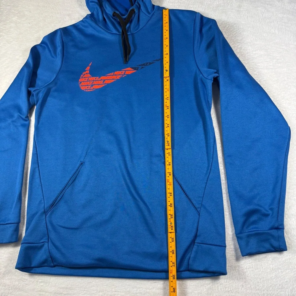 Nike Hoodie Mens Small Vibrant Blue Dri-FIT‎ Graphic Swoosh Pullover Sweatshirt